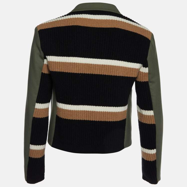 Pre Owned Marni Green Virgin Wool & Wool Rib Knit Blazer S