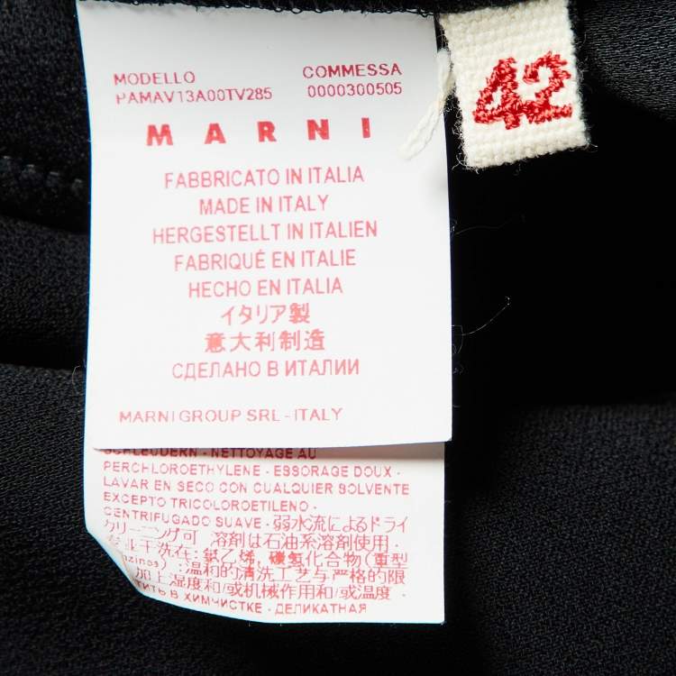 Pre Owned Marni Black Georgette Zip Detailed Hem Pants M