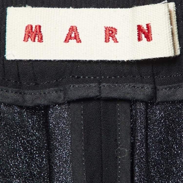 Pre Owned Marni Black Georgette Zip Detailed Hem Pants M