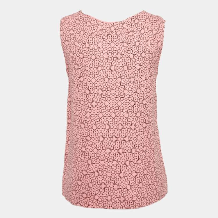 Pre Owned Marni Pink Printed Crepe Sleeveless Top S