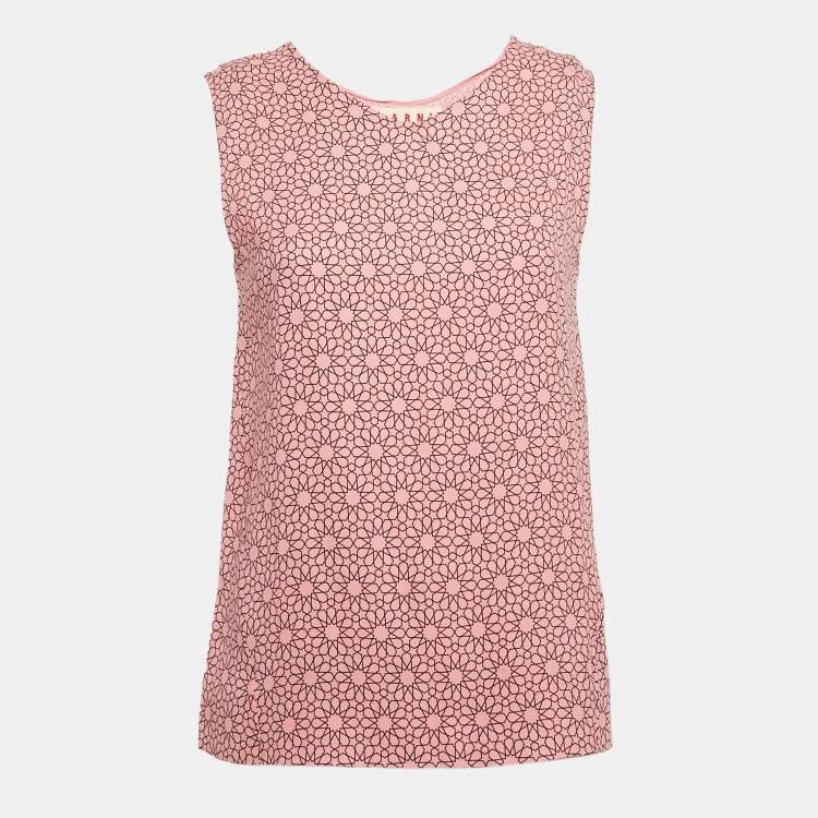 Pre Owned Marni Pink Printed Crepe Sleeveless Top S