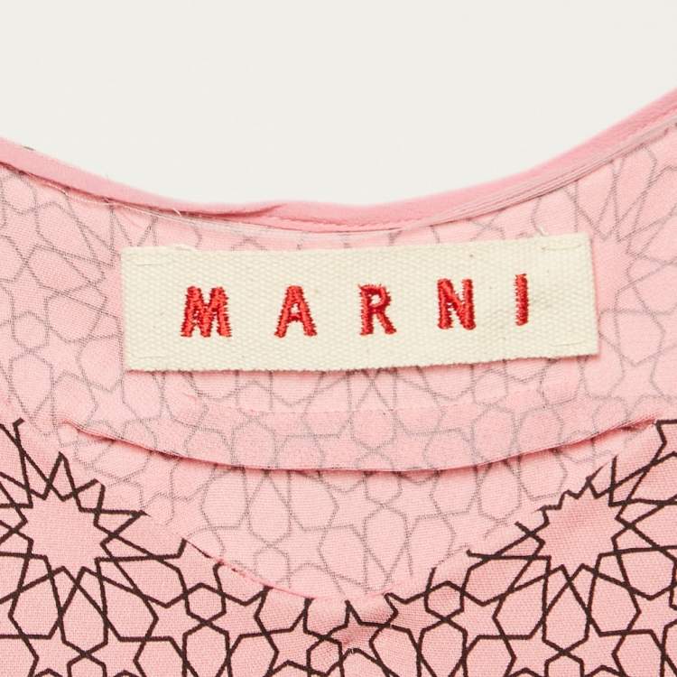 Pre Owned Marni Pink Printed Crepe Sleeveless Top S