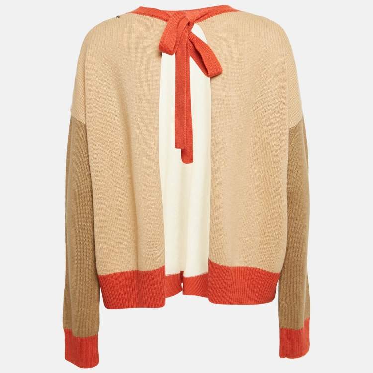 Pre Owned Marni Multicolor Cashmere Knit Open Back Sweater M