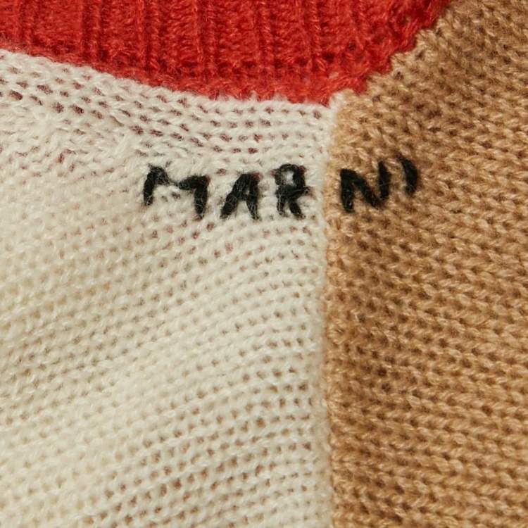 Pre Owned Marni Multicolor Cashmere Knit Open Back Sweater M