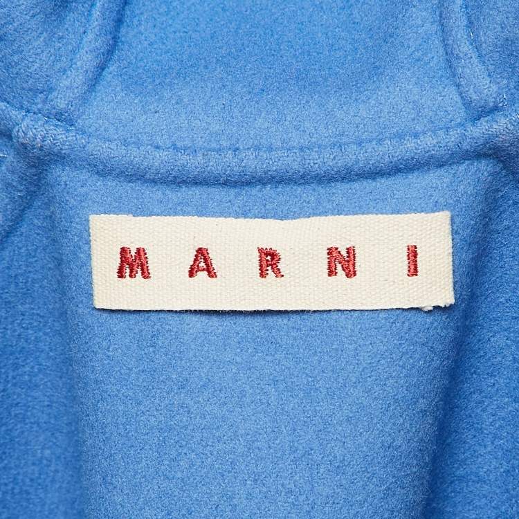 Pre Owned Marni Blue Wool Felt Zip Up Hooded  Coat S