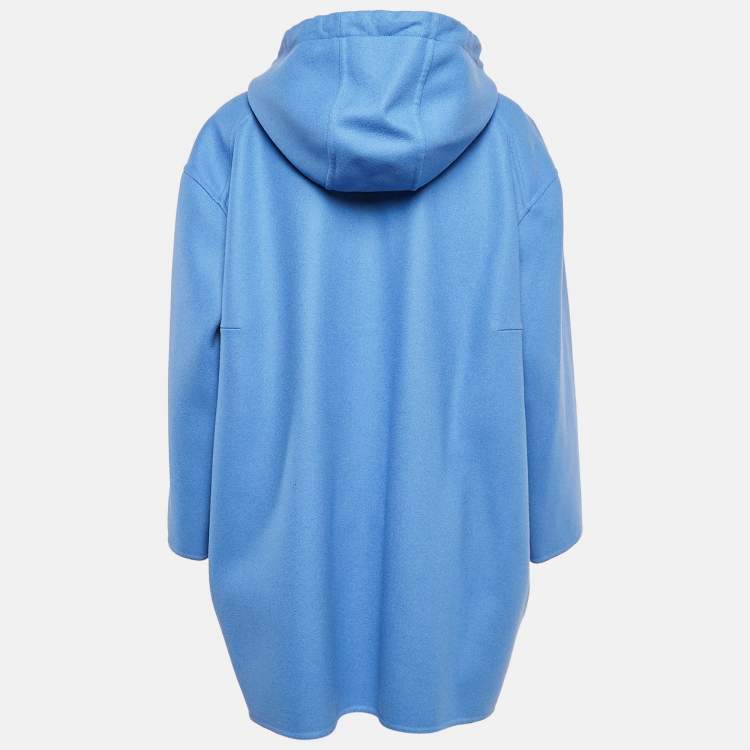 Pre Owned Marni Blue Wool Felt Zip Up Hooded  Coat S