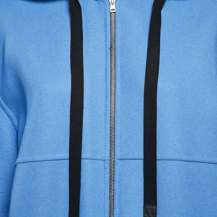 Pre Owned Marni Blue Wool Felt Zip Up Hooded  Coat S