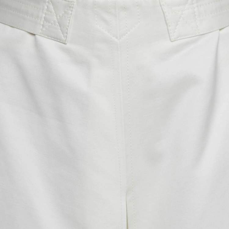 Pre Owned Marni White Cotton Inverted Pleat Midi Skirt M