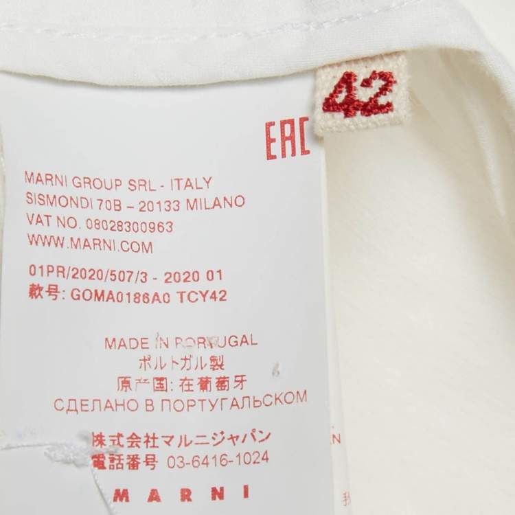 Pre Owned Marni White Cotton Inverted Pleat Midi Skirt M