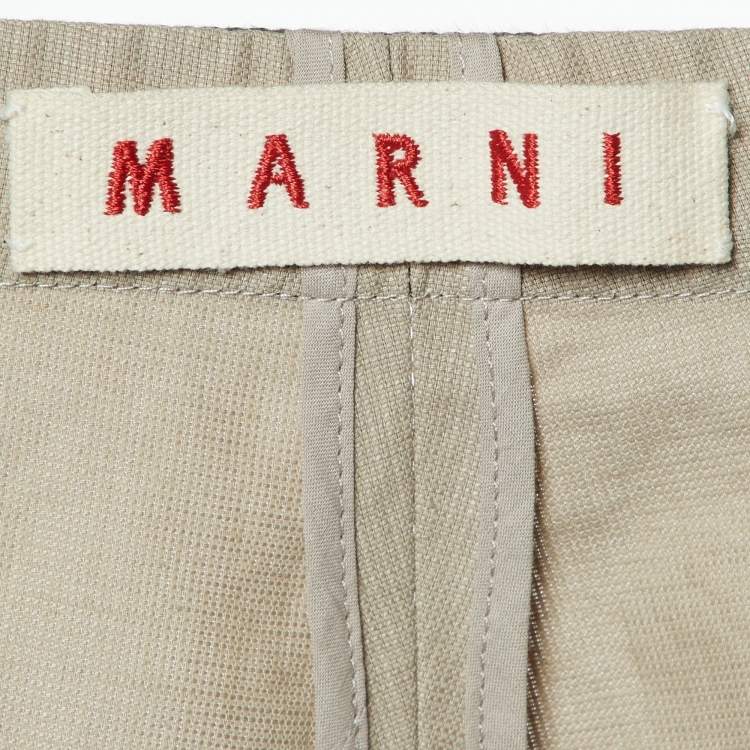 Pre Owned Marni Beige Linen Belted Capri Pants S