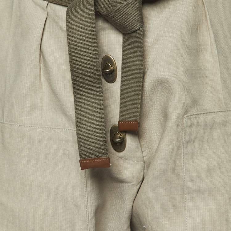 Pre Owned Marni Beige Linen Belted Capri Pants S