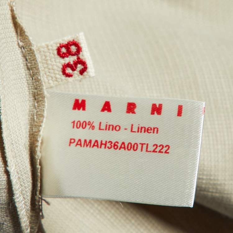 Pre Owned Marni Beige Linen Belted Capri Pants S