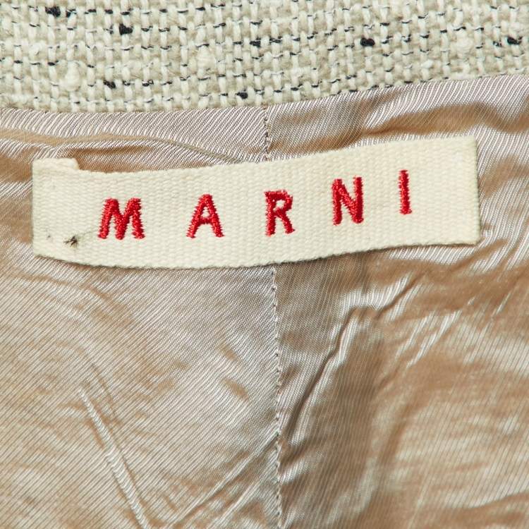 Pre Owned Marni Beige Boucle Tweed Wrap-Around Jacket M