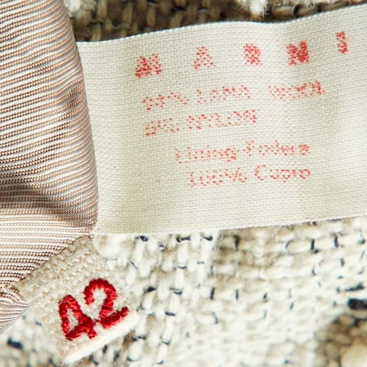 Pre Owned Marni Beige Boucle Tweed Wrap-Around Jacket M