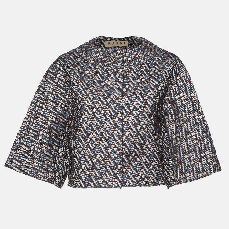 Pre Owned Marni Blue/Brown Lurex Tweed Jacket S