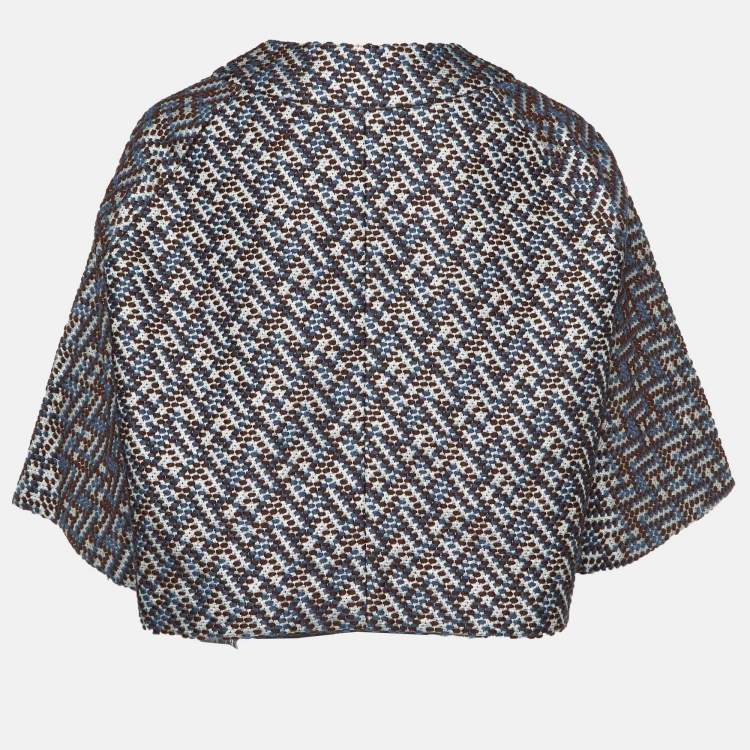 Pre Owned Marni Blue/Brown Lurex Tweed Jacket S