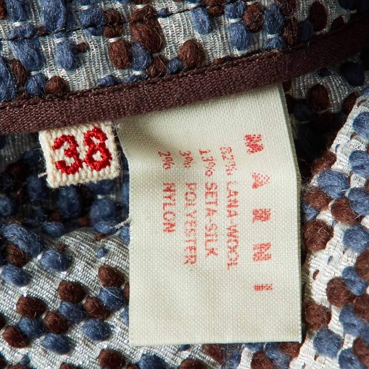 Pre Owned Marni Blue/Brown Lurex Tweed Jacket S