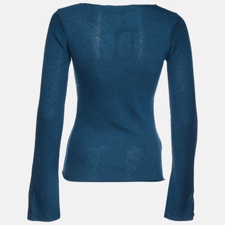 Pre Owned Marni Blue Embellished Wool Full Sleeve Sweater S