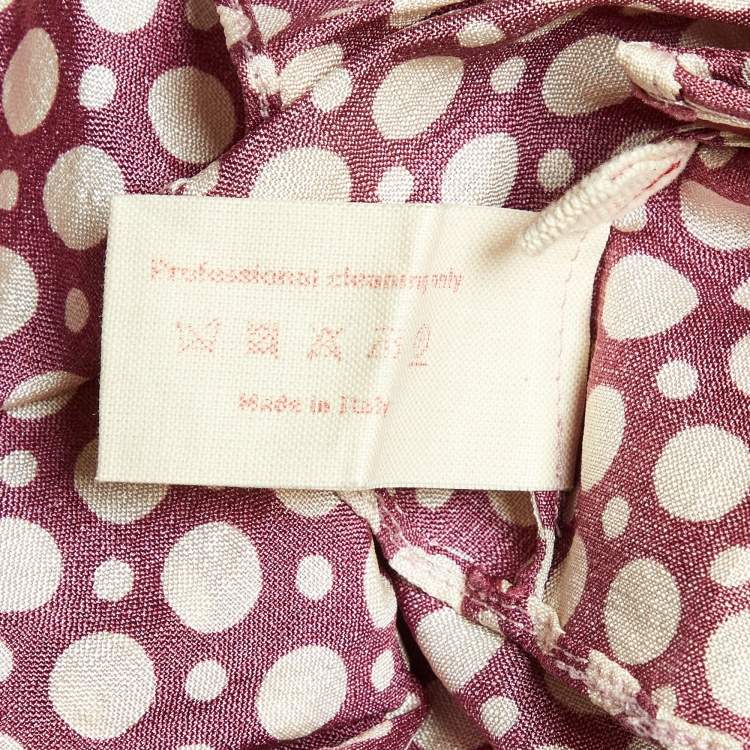 Pre Owned Marni Dusty Pink Dot Print Waist Tie-Up Top S