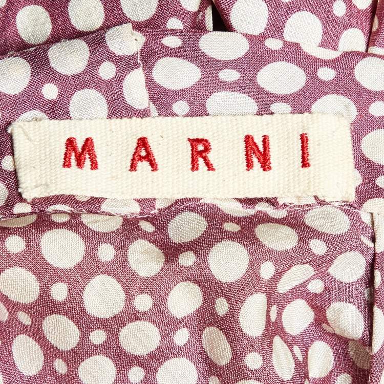 Pre Owned Marni Dusty Pink Dot Print Waist Tie-Up Top S
