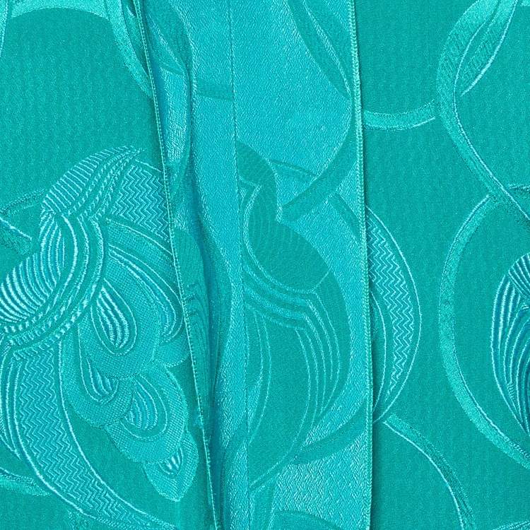 Pre Owned Marni Green Jacquard Silk Blend V-Neck Top S