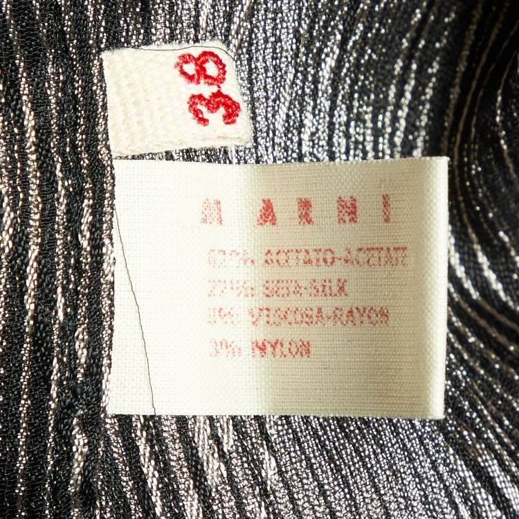 Pre Owned Marni Metallic Stripe Lurex Silk Blend Trapeze Top S