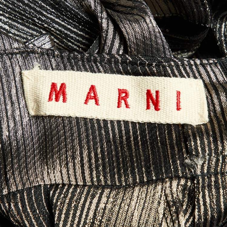 Pre Owned Marni Metallic Stripe Lurex Silk Blend Trapeze Top S