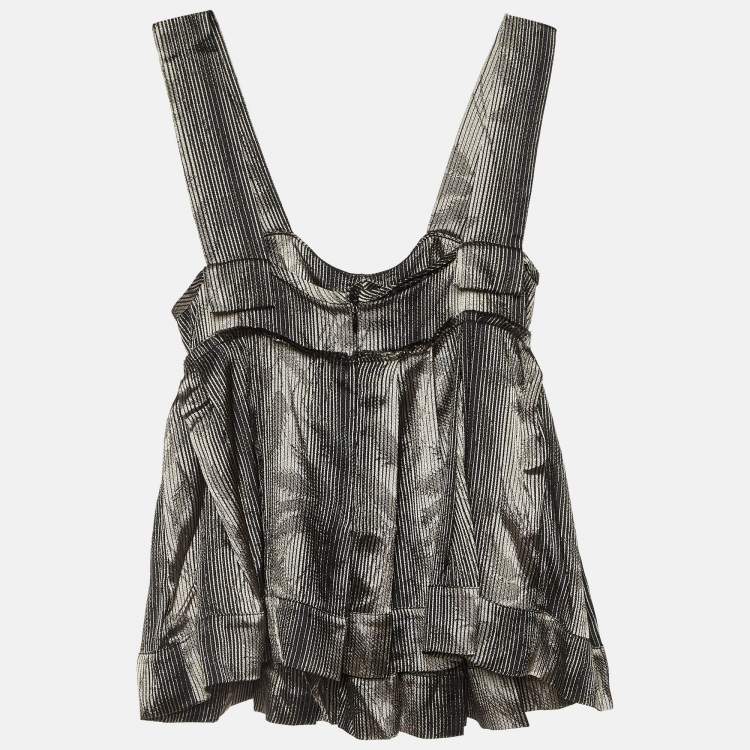 Pre Owned Marni Metallic Stripe Lurex Silk Blend Trapeze Top S