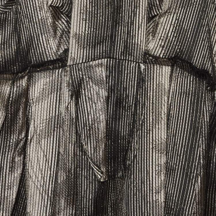 Pre Owned Marni Metallic Stripe Lurex Silk Blend Trapeze Top S