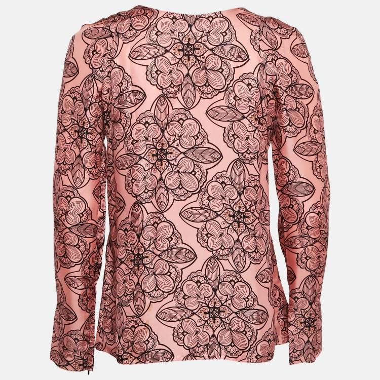 Pre Owned Marni Pink Printed Silk Full Sleeve Top M