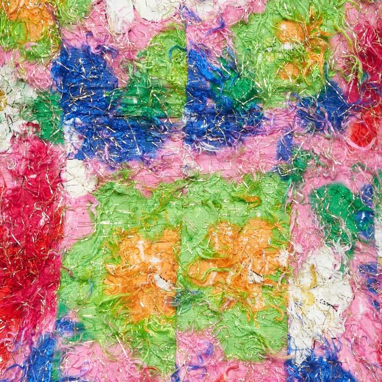 Pre Owned Marni Multicolor Floral Print Cotton Blend and Lurex Top S