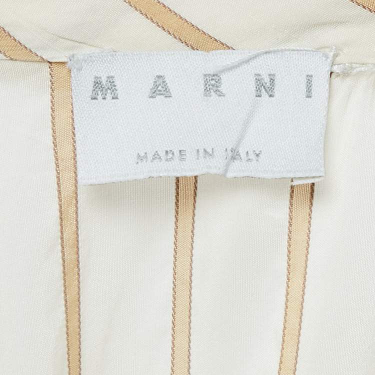 Pre Owned Marni Cream Stripe Silk Neck Tie-Up Detail Blouse S
