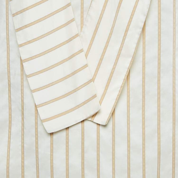 Pre Owned Marni Cream Stripe Silk Neck Tie-Up Detail Blouse S