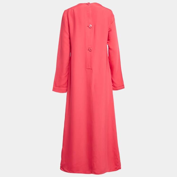 Pre Owned Marni Red Crepe Long Sleeve Maxi Dress L