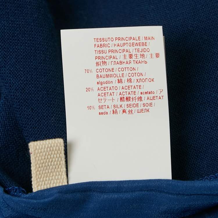 Pre Owned Marni Royal Blue Cotton Knit and Silk Pleated Asymmetric Top M