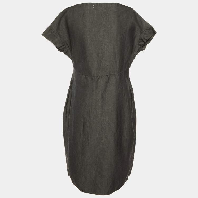 Pre Owned Marni Charcoal Grey Cotton Faux Wrap Dress S