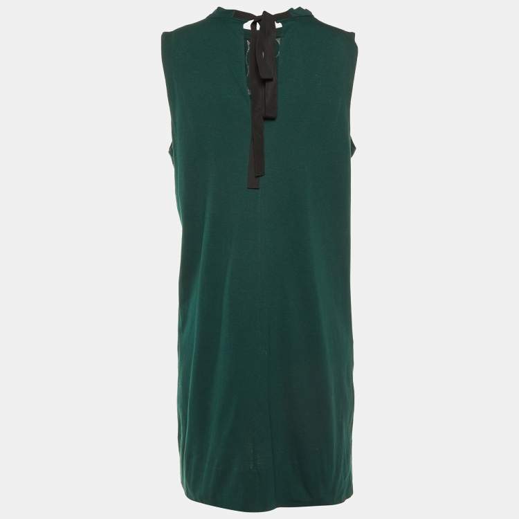 Pre Owned Marni Green Polka Dotted Cotton Sleeveless Shift Dress L