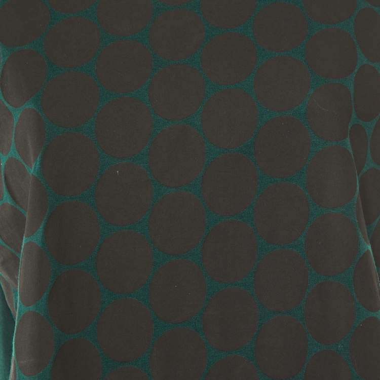 Pre Owned Marni Green Polka Dotted Cotton Sleeveless Shift Dress L