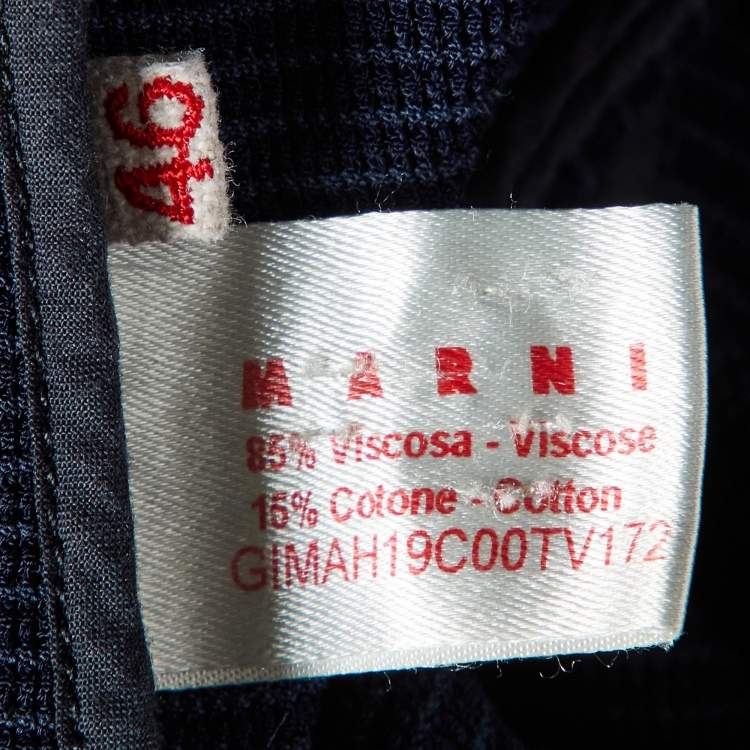 Pre Owned Marni Navy Blue Crepe Open Front Blazer L
