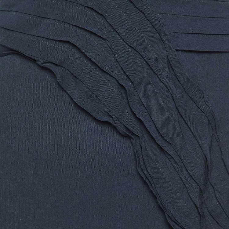 Pre Owned Marni Midnight Blue Viscose Pleat Detail Knee Length Skirt L