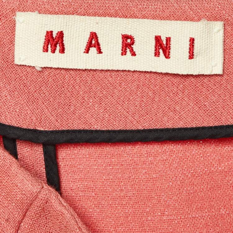 Pre Owned Marni Coral Pink Wool A-Line Skirt L