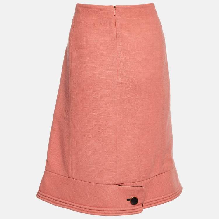 Pre Owned Marni Coral Pink Wool A-Line Skirt L