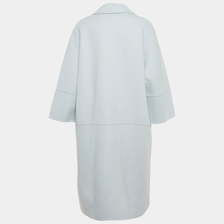 Pre Owned Marni Blue Wool Blend Felt Mid-Length Coat L