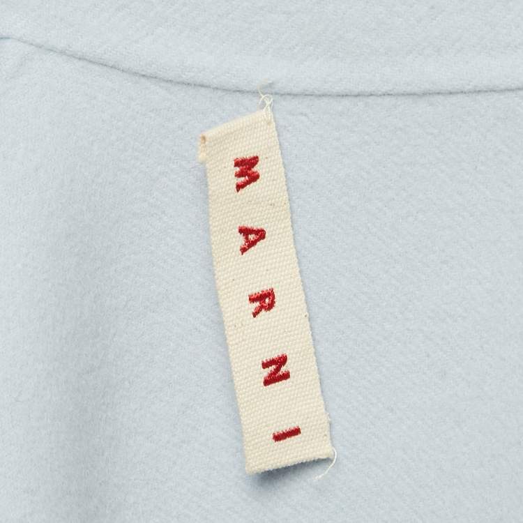 Pre Owned Marni Blue Wool Blend Felt Mid-Length Coat L