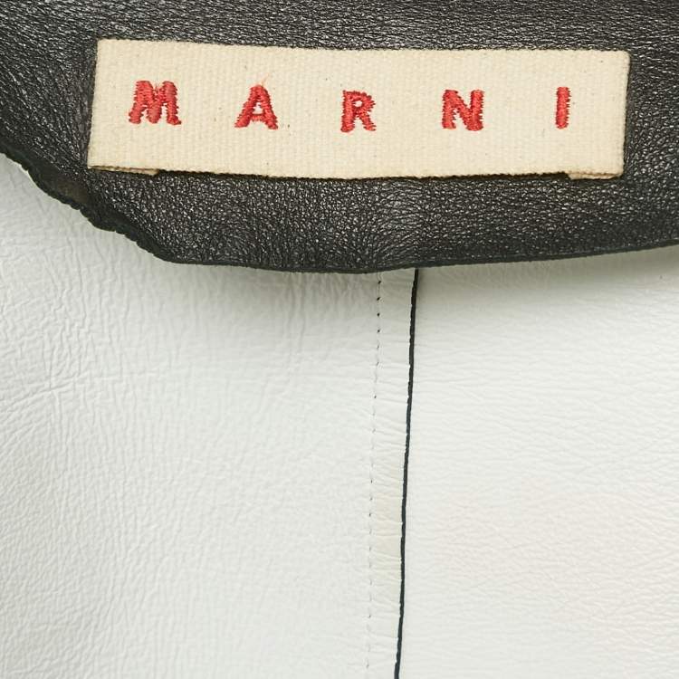 Pre Owned Marni Black Leather Double Breasted Short Jacket S