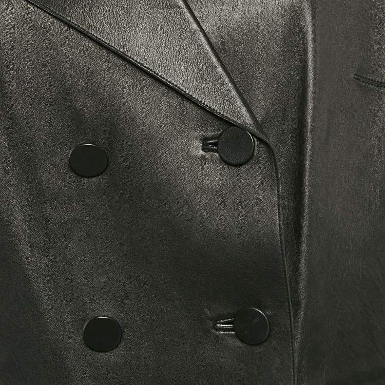 Pre Owned Marni Black Leather Double Breasted Short Jacket S