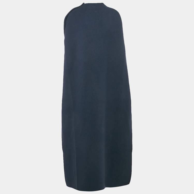 Pre Owned Marni Navy Blue Wool Long Cape M