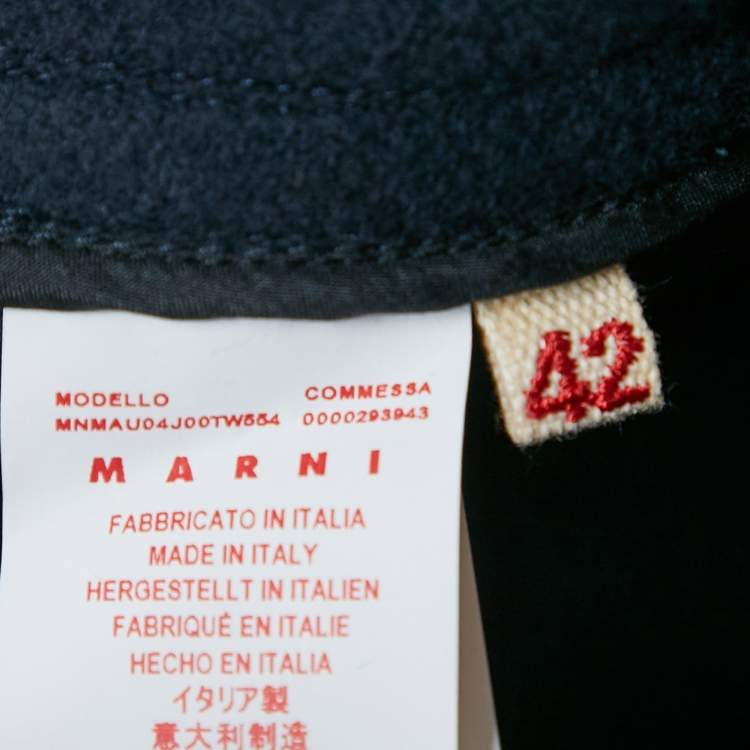 Pre Owned Marni Navy Blue Wool Long Cape M