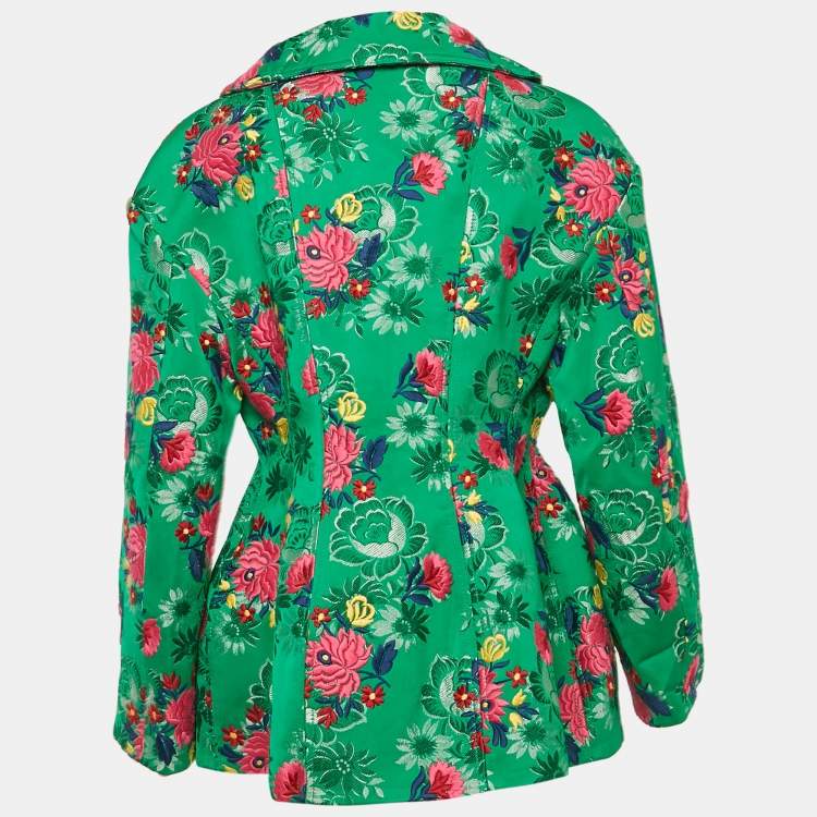 Pre Owned Marni Green Floral Embroidered Jacquard Short Coat S