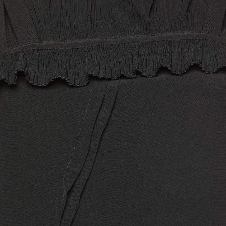 Pre Owned Marni Black Crepe Ruffled Sleeveless Midi Dress M